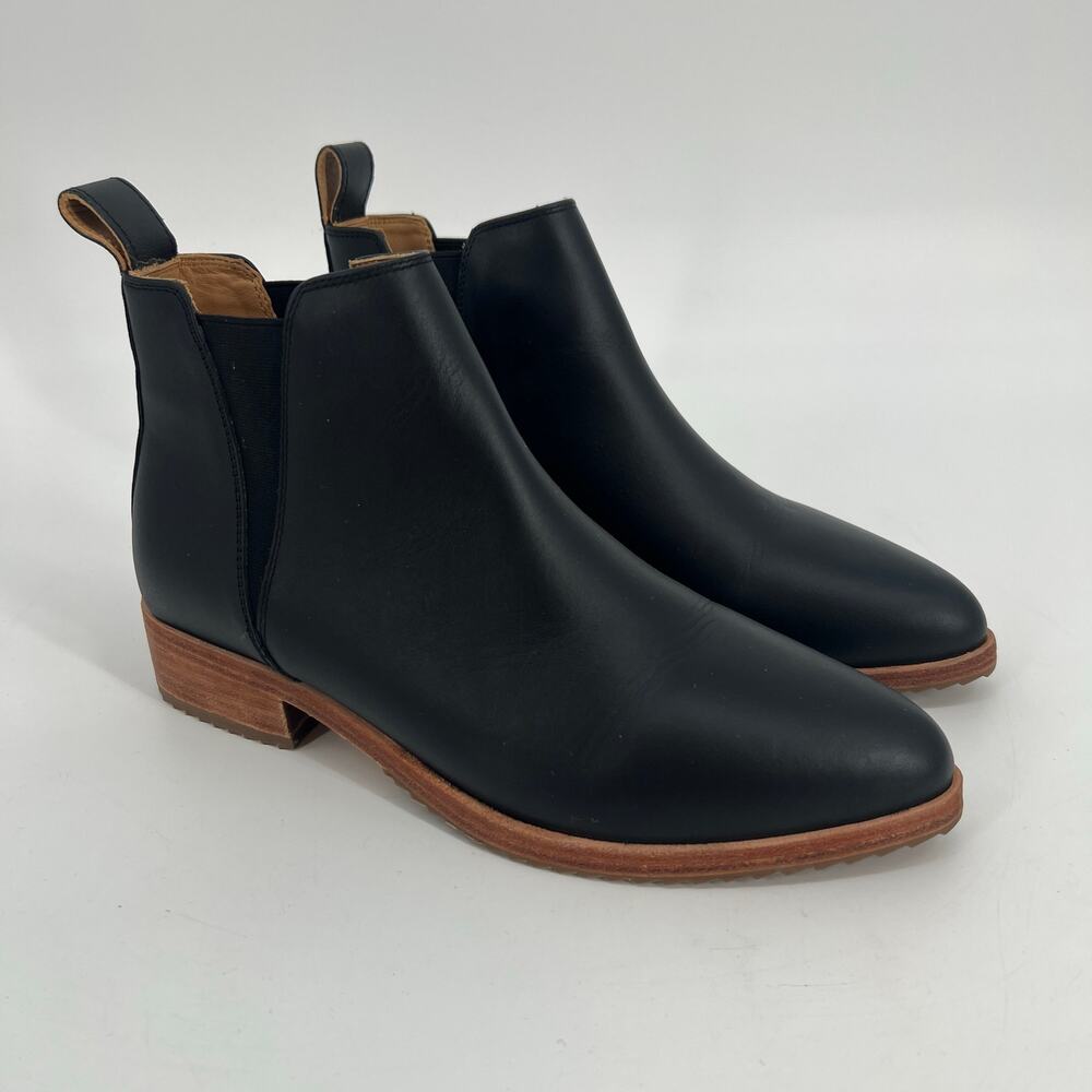 Nisolo Eva Everyday Boot Chelsea Womens 7 Black Leather Pointed Toe Ankle Bootie